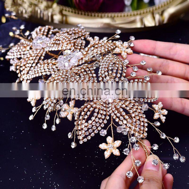 Flower Bridal Crown Tiara Rhinestone Wedding Hair Jewelry Bridal Hair Accessories Luxury Crystal Bridal Headwear