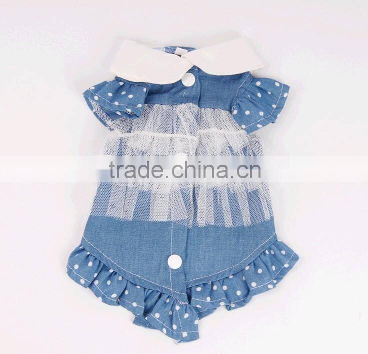 Summer jean with lace pet dog accessories pet clothes puppy clothes