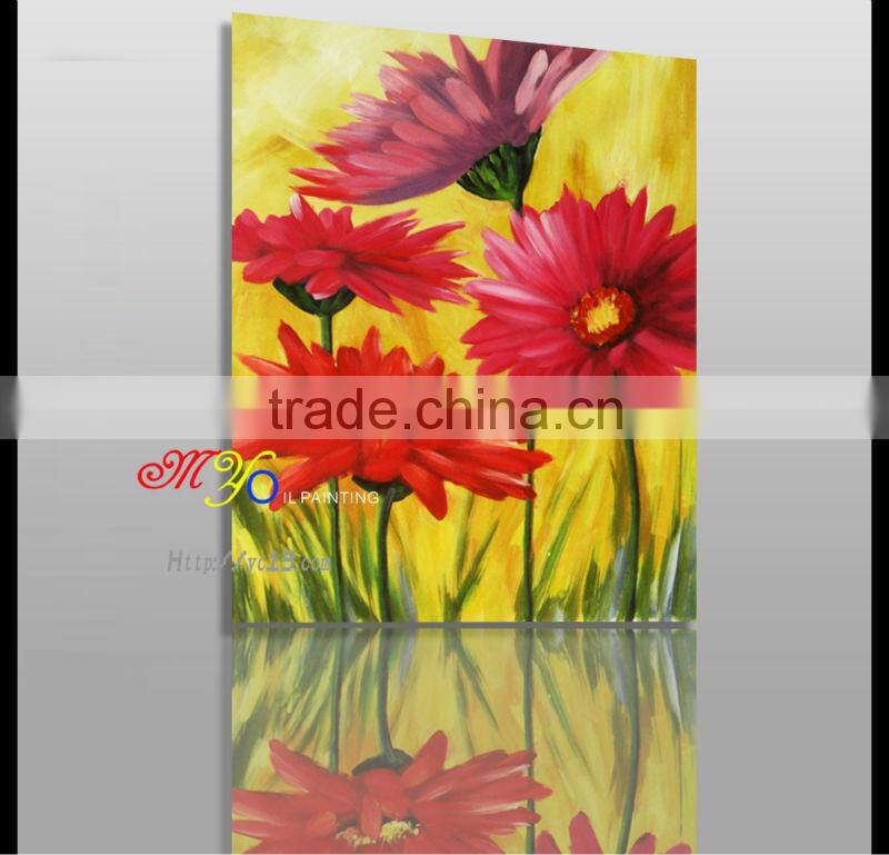 handmade home decor Artwork red flowers oil painting on canvas