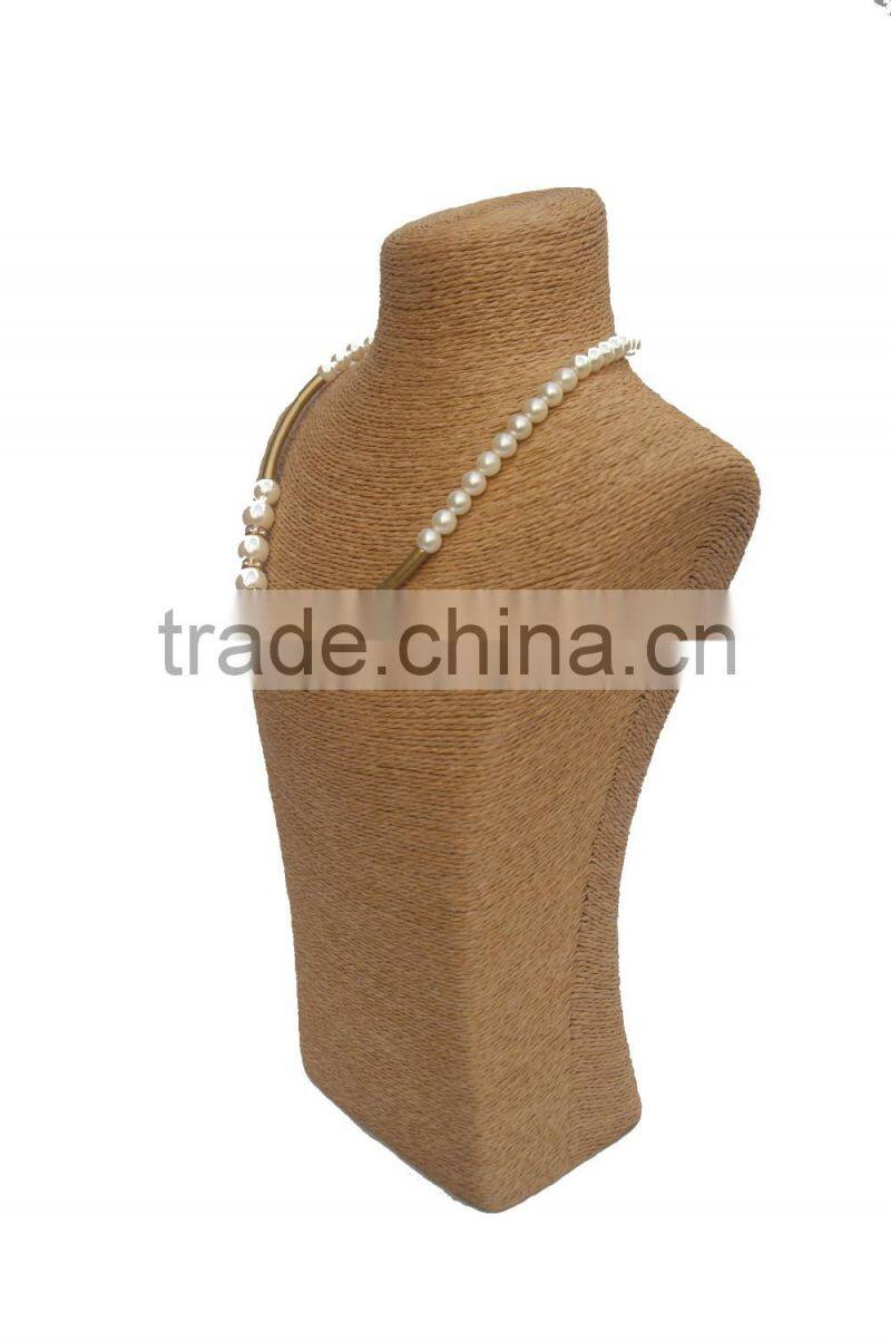 2015 new products natural paper twine necklace jewelry display stand A-22