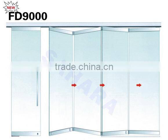 Frameless glass folding door system,folding glass door, side hanging folding door