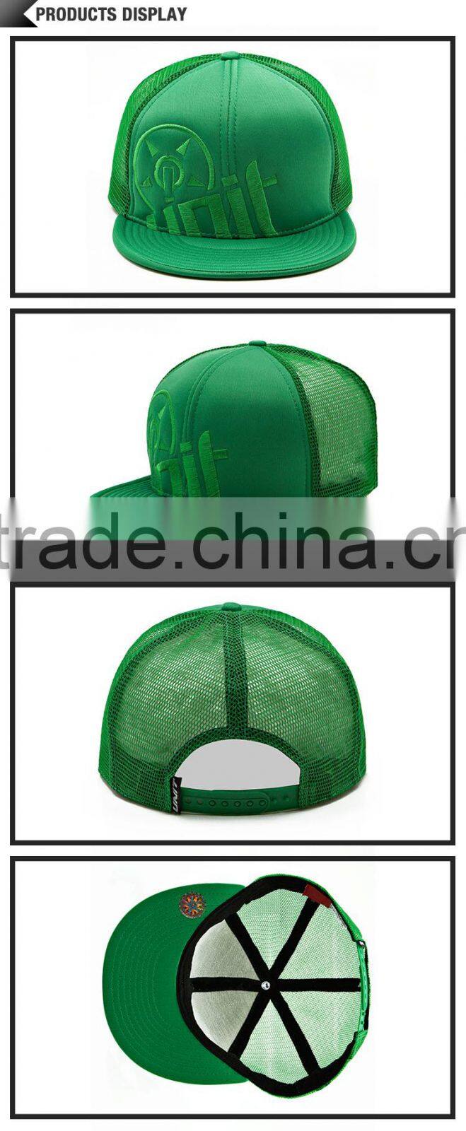 Guangzhou Guangjia Multi panel green half mesh plastic backclosure custom snapback