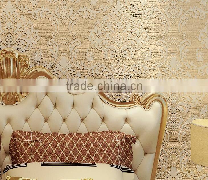 European style luxury non-woven embossment print wall paper