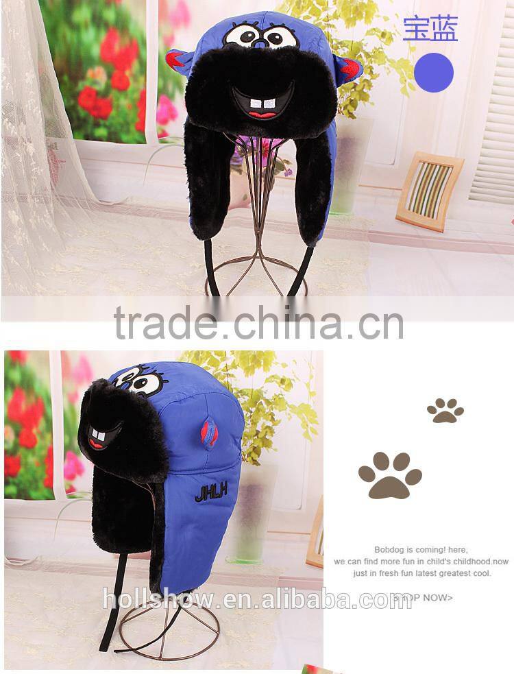 Autumn Winter New Fashion Cute Eyes Embroidery Children Kids Earflap Hat