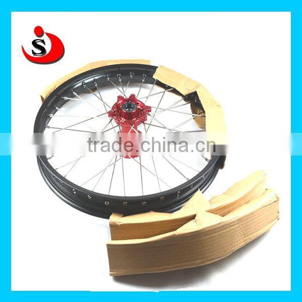 New MX Wheel Set 21x1.60 19x2.15 Black Rim/Red Hub CR125 CR250 CRF250 CRF450 RX