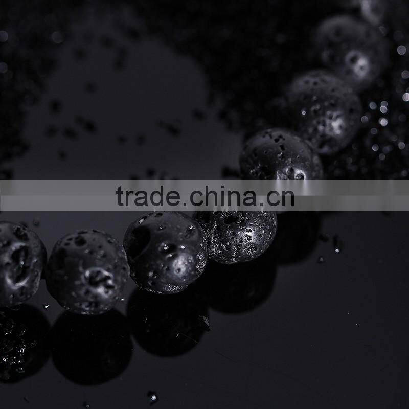 Wholesale custom 8mm lava bead bracelet jewelry for men fashion silver buddha bracelet
