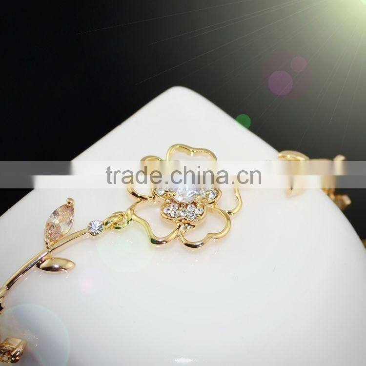 Newest Arrival 18K Gold Plated Bracelet Women's Cubic Zircon Flower Bracelet Jewelry