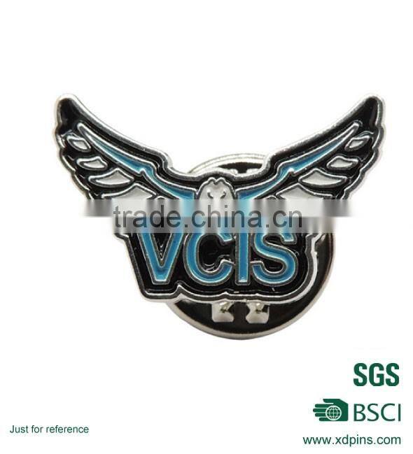 customized metal eagle shaped enamel pin badge