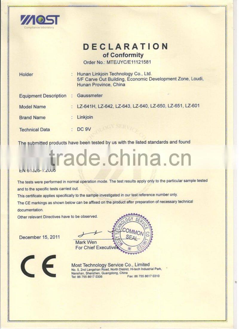 LINKJOIN LZ-642 portable gauss meter manufacturemagnet tesla magnetic field meter magnetic field measuring with CE Certification