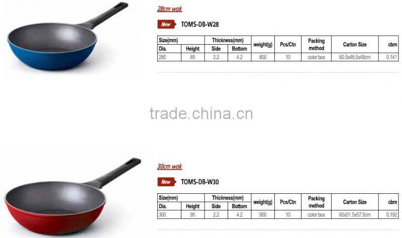 New Design 28cm/30cm Aluninum non stick wok
