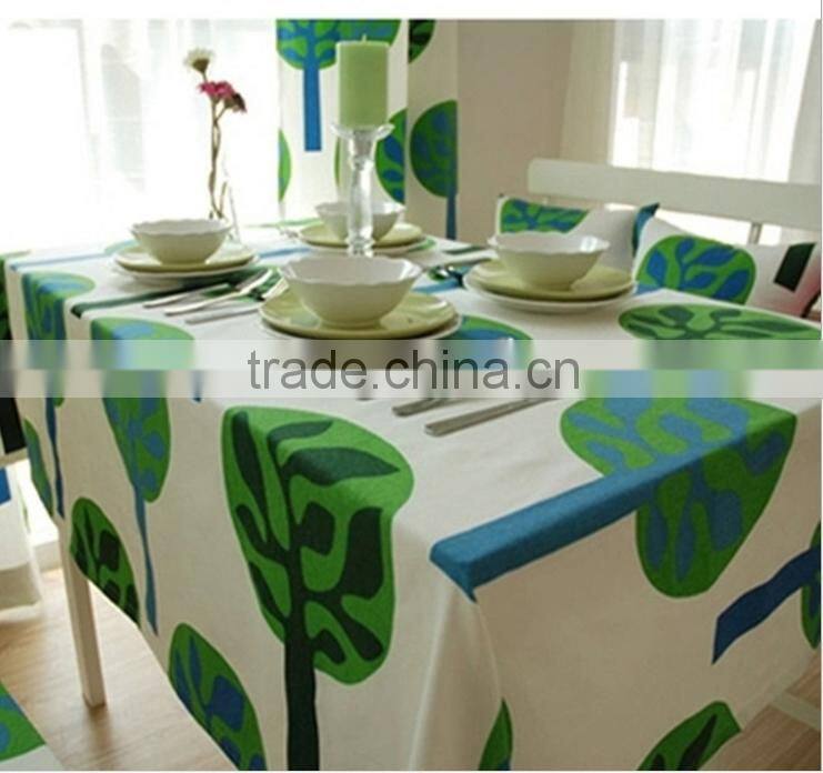 printing green tree pattern 100% cotton canvas printed fabric for curtain