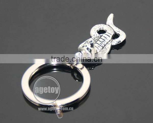Three-dimensional Snake Shaped Keyring New Fashion Alloy Silver Metal Cobra Keychain