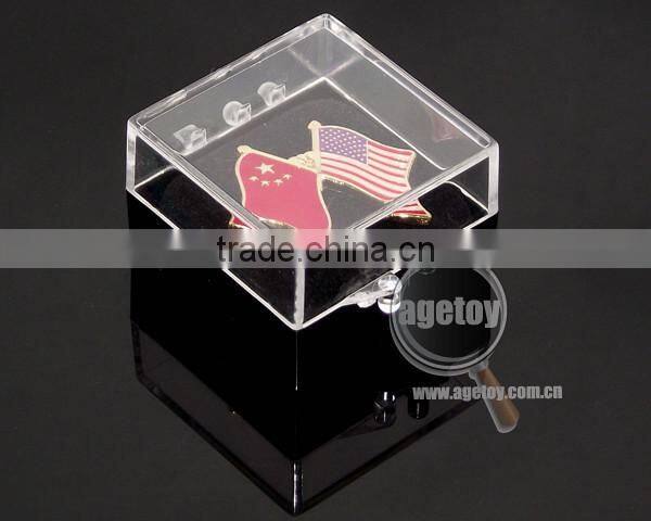 Acrylic Plastic Box Packing China And The United States National Flags Customized Enamel Metal Pin Badge
