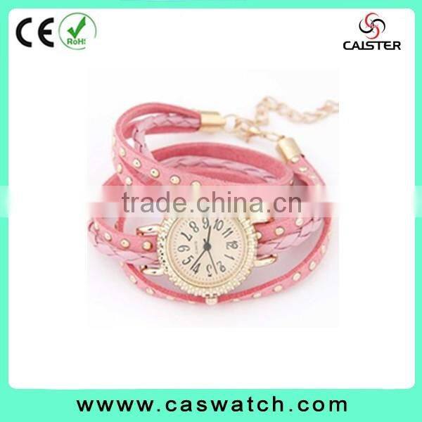 2016 stylish bracelet fashion lady watch, custom made multi-color leather watch, vogue long strap shiny lady watch
