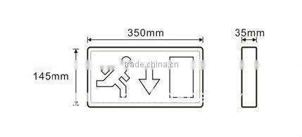 3.6 back battery emergency exit sign light with 6 pcs green led