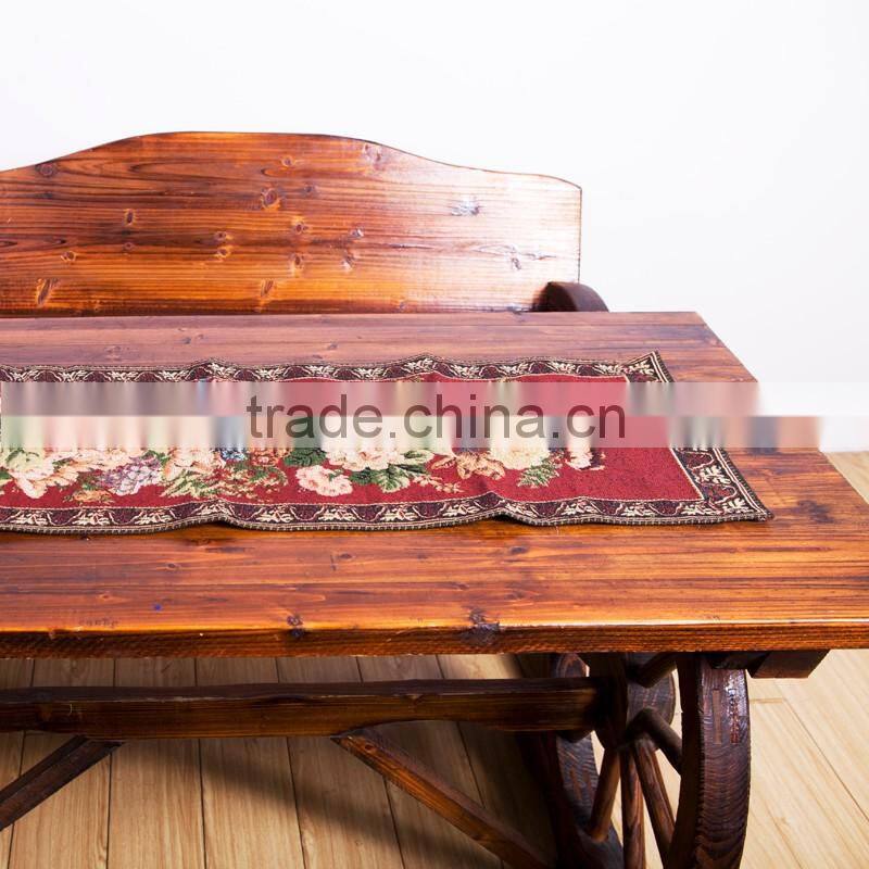 PLUS Handmade flower recycle Fabric cheap jacquard Table Runner