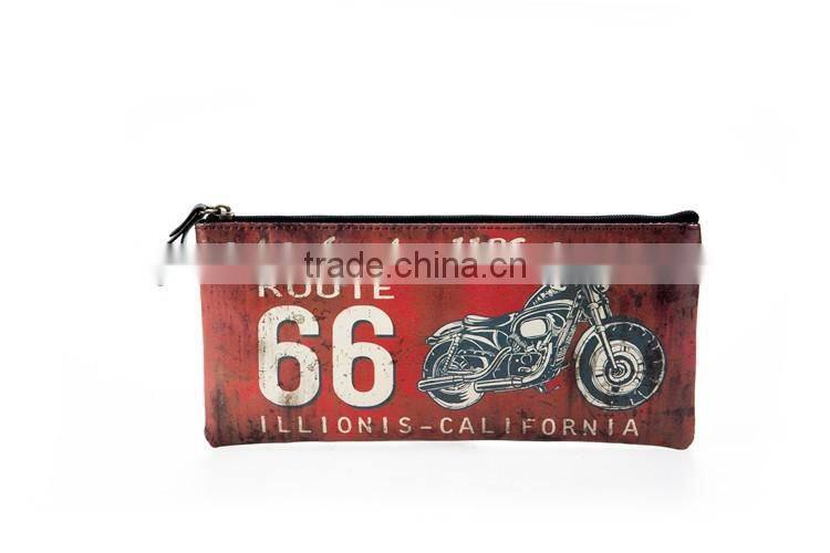 Vintage and retro printing PU pencil case pen pouch