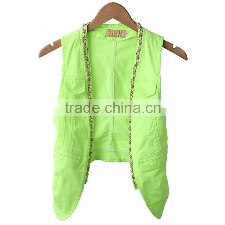 China factory OEM Custom european sleeveless multi-colors woven womens jackets coats lady waistcoat