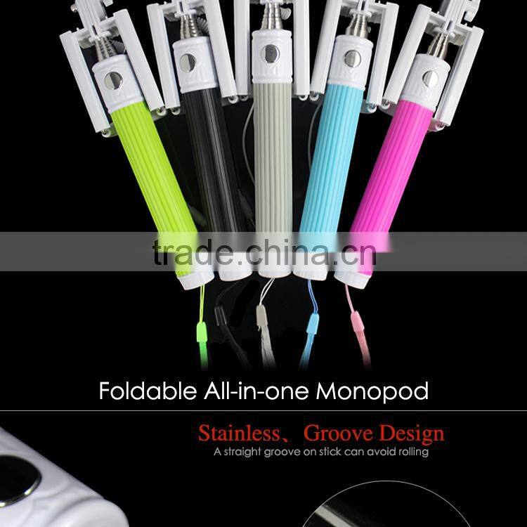 new 2016 accesories for phone cable selfie stick, wired selfie mini monopod, audio cable wired selfie stick
