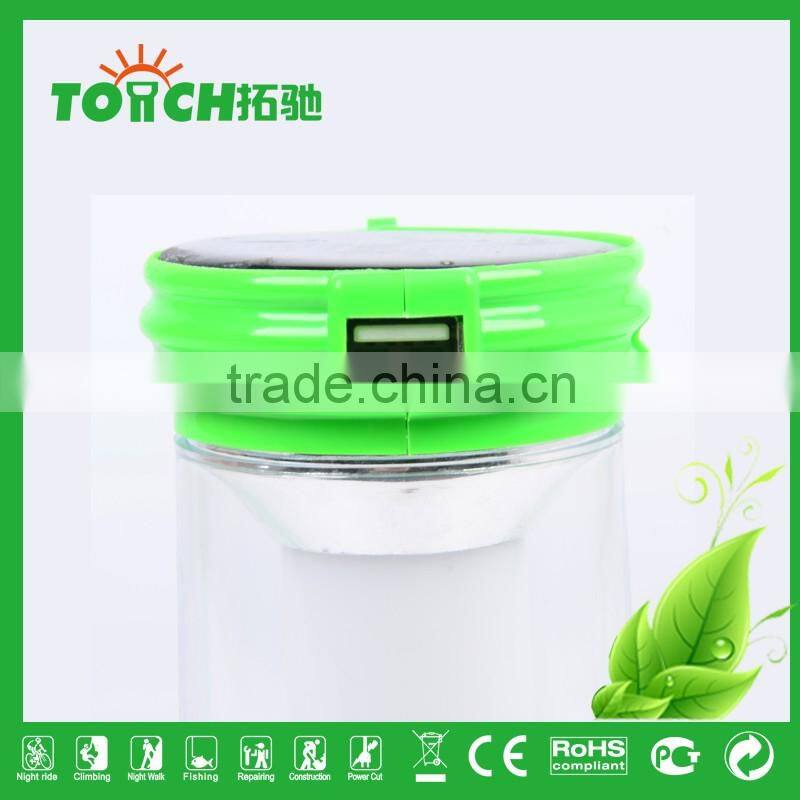 Multifunctional LED Plastic Solar Rechargeable Flashlight Lamp With Charger Plastic Camping Light Lamps