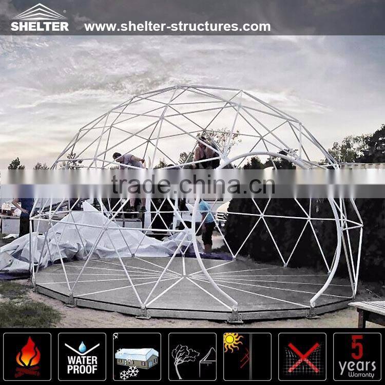 White PVC fabric geodesic dome tent for outdoor event
