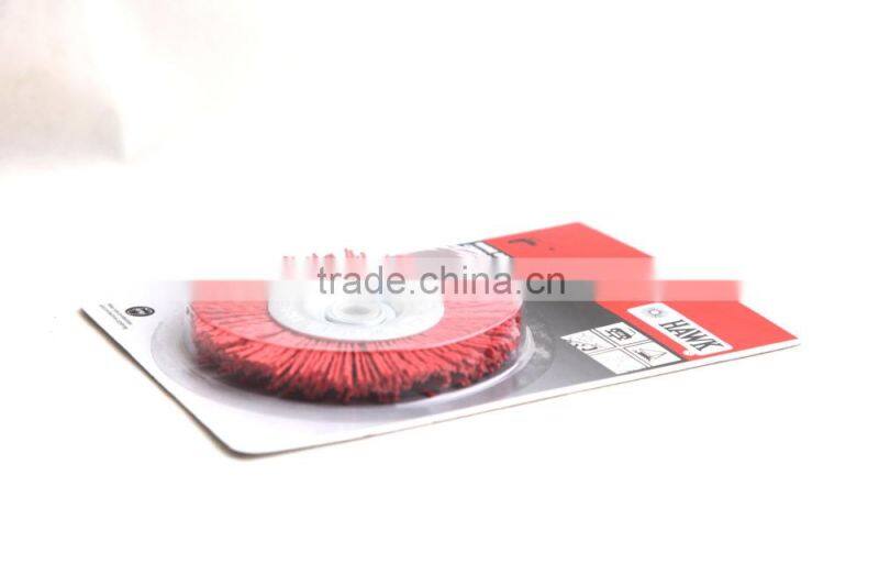 nylon wire wheel brushes packed on display cards, diameter 100mm or 4"