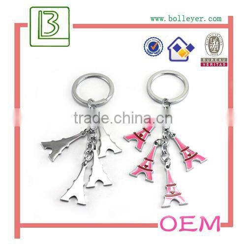 heart shape eiffel tower metal keychain