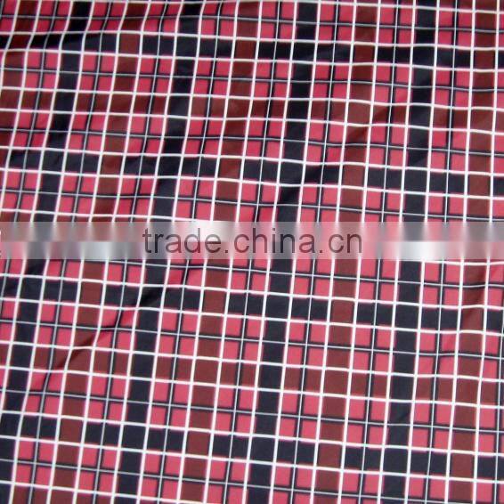 100% Polyester 75D Checked Printed Fabric