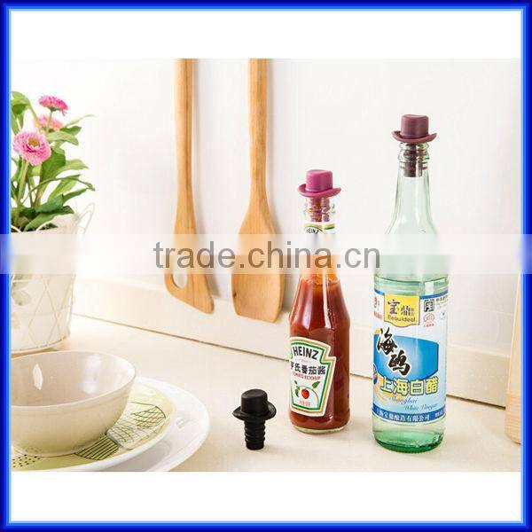 Silicone Lovely Wine Bottle Stopper With Hat/silicone booze hat Bottle cork