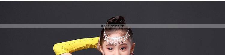 2016 Children Dance Skirt with Sleeves Sequins Latin Dresses Backless Fringe Children Latin Dance Dress for Girls Competition