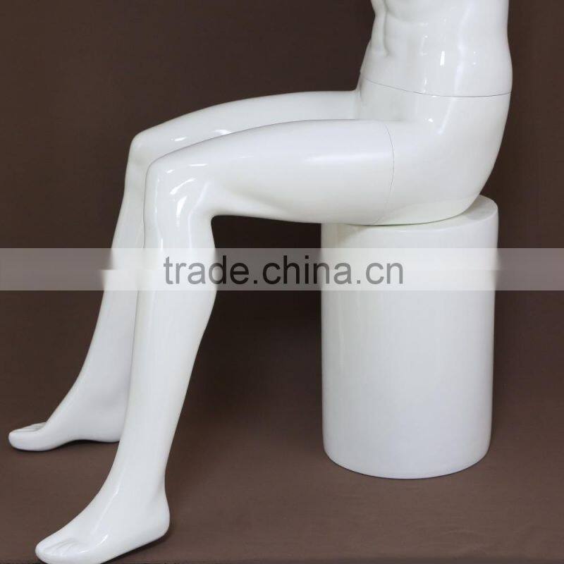 Window display sitting cool Full body muscel men frock mannequin male