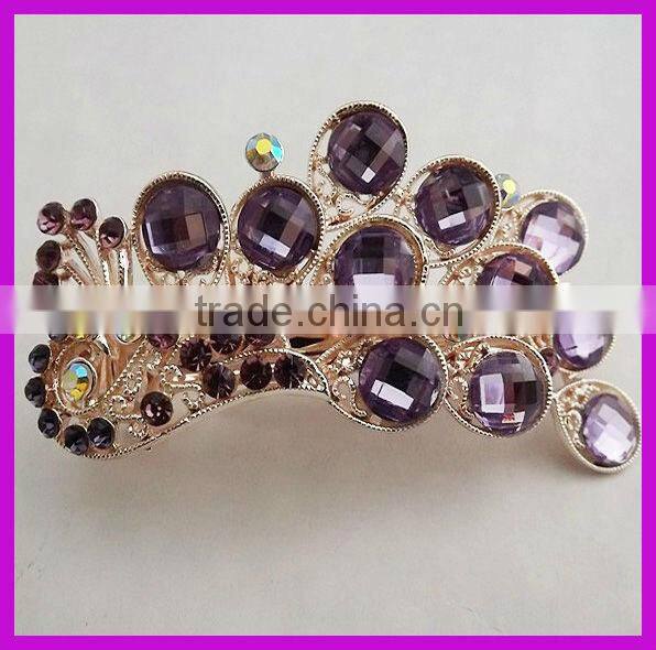 Luxurious purple rhinestone hair comb for bride manufacturers China supplier BY 1869