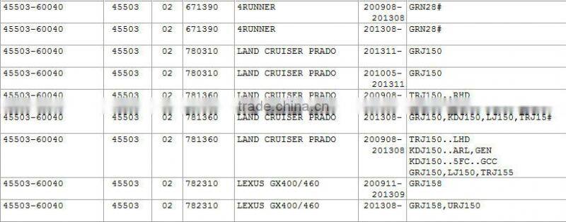 Best Rack End oem 45503-60040 for Toyota Land Cruiser Prado/Lexus LX400/460/4 Runner