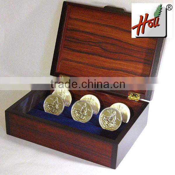 2015 Hot Sale Wooden Gold Coin gift boxes / wood box for coin HCGB8068