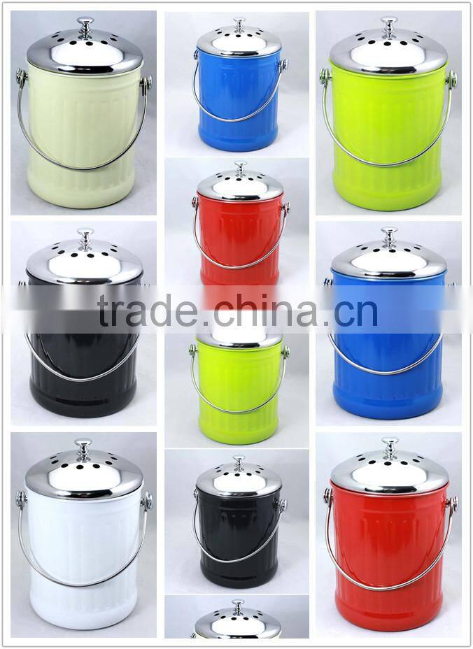 Colorful Compost Pail With Stainless Steel Lid