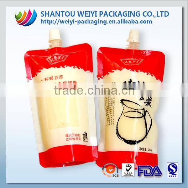 Made by china supplier!Laminated plastic liquid stand up pouch with spout for snack food