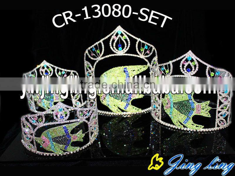 many size tiara custom colored fish shape pageant crown set