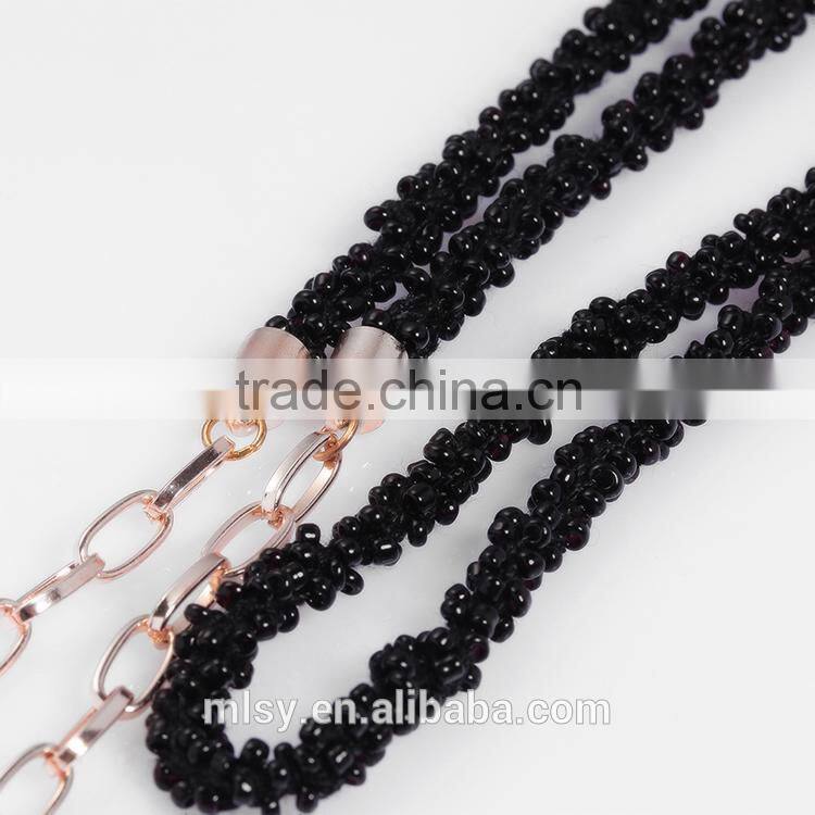 Beautiful flower black welded metal ornament chain Brightness F1-80023
