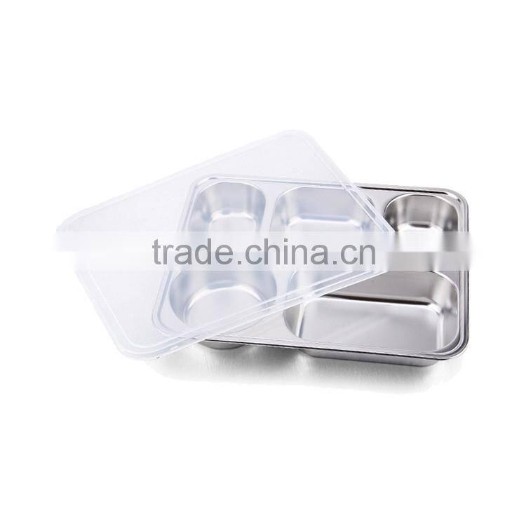 5 grids stainless steel snack plate & fast food tray