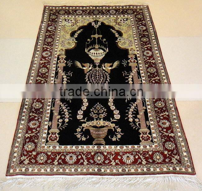 Unique blue pure silk carpet