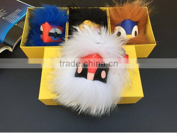 Beautiful Monster raccoon Fur Chain Key,Fashion Fur Keychain for Bag, Car keychain and Keyring