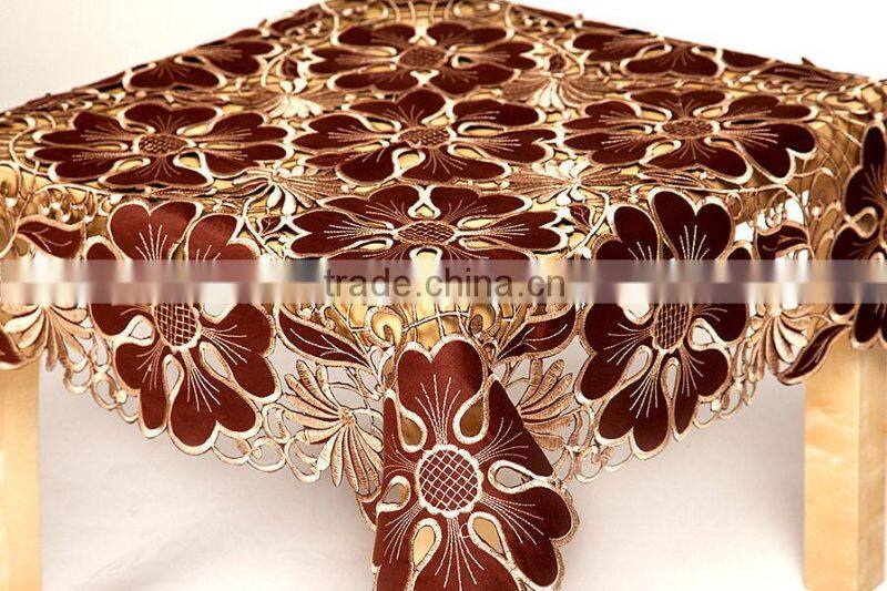white flower table cloth , plain good quality polyester table cloth