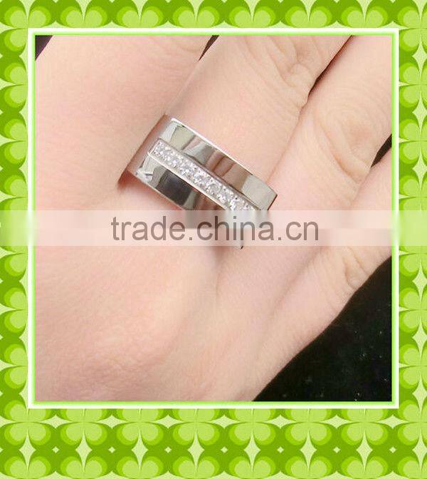 Alibaba hot sale steel wedding diamond ring hot sale#42098