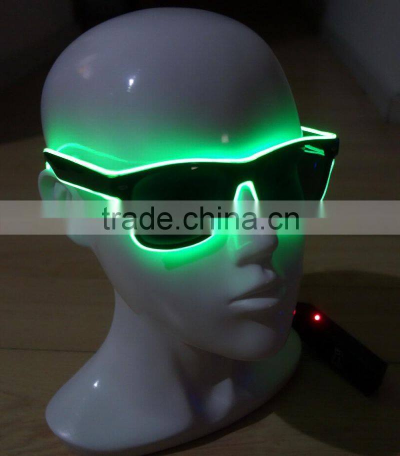 Specialize in High luminance Blue-green EL wire sunglasses / Blue-green EL sunglasses / Blue-green EL glasses