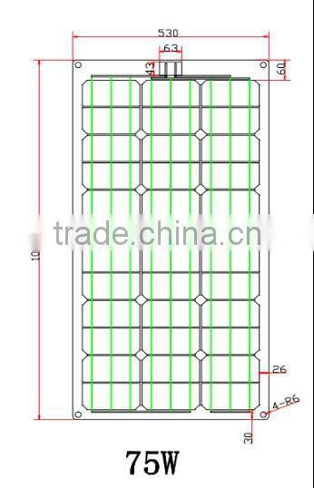 Hot Sale 75W Flexible Solar Panel for 12V Battery Monocrystalline Silicon Semi Flexible Solar