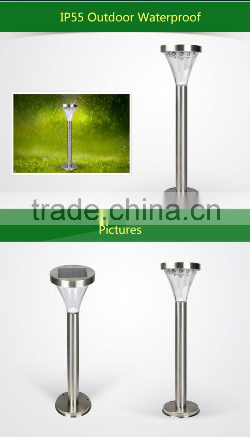 Outdoor Waterproof Stainless Steel PMMA Garden Lamp Sensor LED Solar Lawn Light