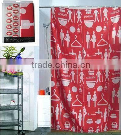 printed dot bathroom polyester shower curtain