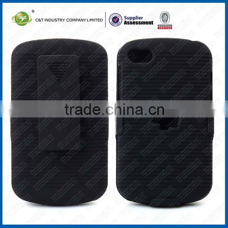 C&T Black kickstand combo Holster Belt Clip Case For Blackberry Q10