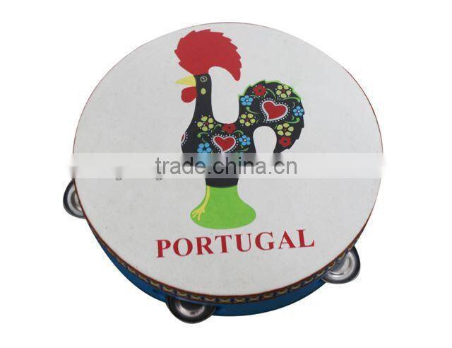 Wooden musical Toy cartoon tambourine