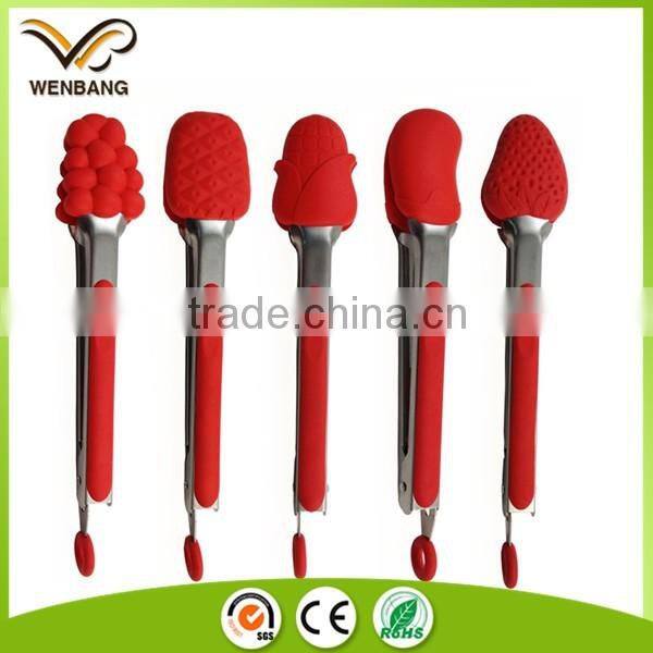 High quality silicone stainless steel food tongs